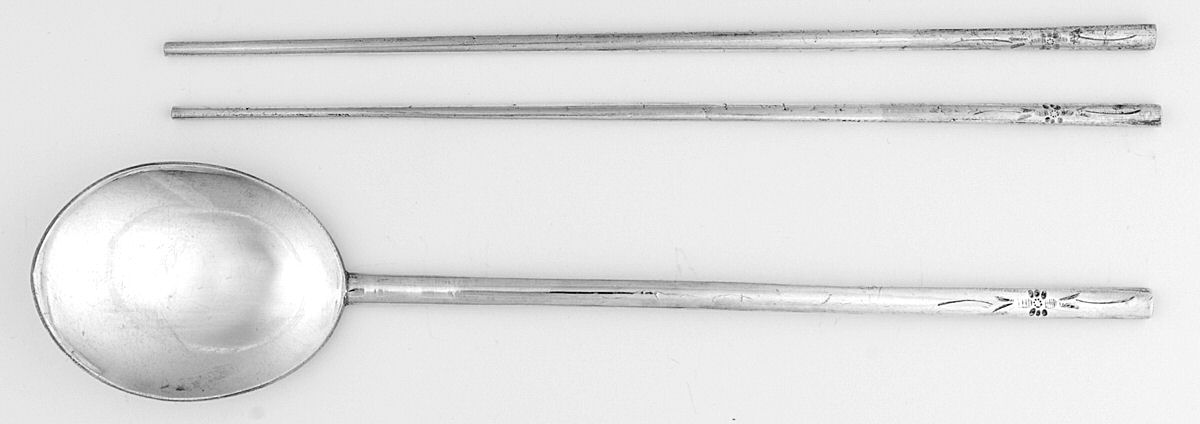 Asian Style Sterling Flatware Chop Sticks & Rice Spoon Set Solid by Unknown Mfg Silver-1