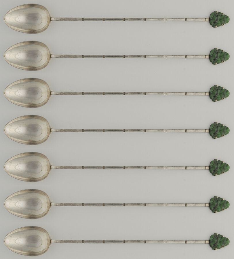 Asian Style Sterling Flatware Iced Tea Spoon - Set of 6 by Unknown Mfg Silver-1