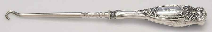 2400 (Sterling, Hollowware) Small Button Hook, Hollow Handle by Unknown Manufacturer-1