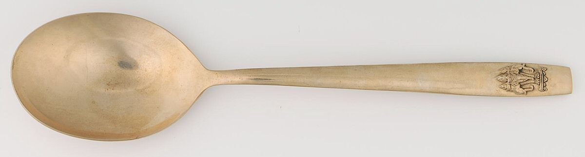 UNF1340 (Brass) Large Solid Serving Spoon by Unknown Mfg Silver-1