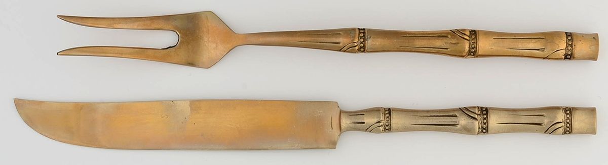 UNF1980 (Bronzeware) Small Stainless Blade 2-Piece Steak Carving Set by Unknown Mfg Silver-1