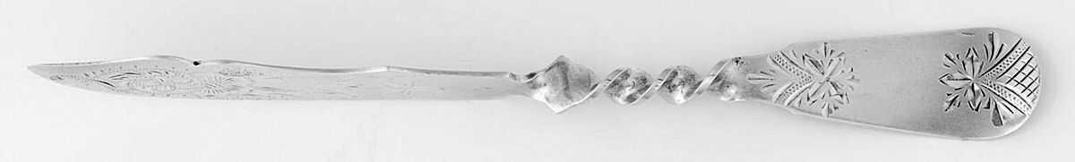 UNF1350 (Sterling) Flat Twisted Handle Master Butter Knife Bright Cut by Unknown Mfg Silver-1