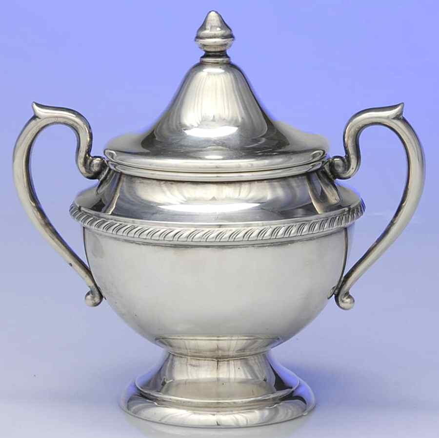 23 (Sterling, Hollowware) Sugar Bowl & Lid by Unknown Manufacturer-1