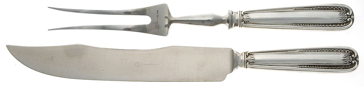 800-136 (Sterling) Large 2-Piece Roast Carving Set w/Stainless Blade by Unknown Mfg Silver-1
