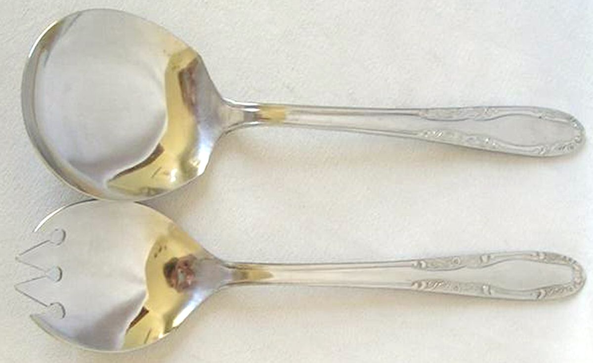 UNF1368 (Stainless) (2 Pc) Solid Salad Set by Unknown Mfg Silver-1