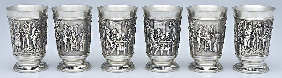 Germany Pewter Hollowware Beer Cup - Set of 6 by Unknown Manufacturer-1
