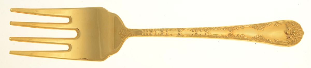 UNF1379 (Gold Electroplate) Solid Salad Serving Fork by Unknown Mfg Silver-1
