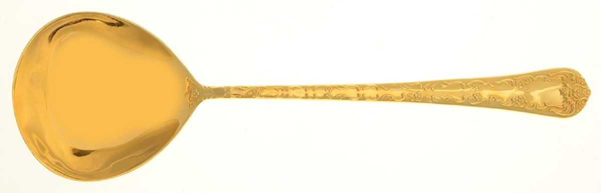 UNF1379 (Gold Electroplate) Solid Serving Spoon by Unknown Mfg Silver-1