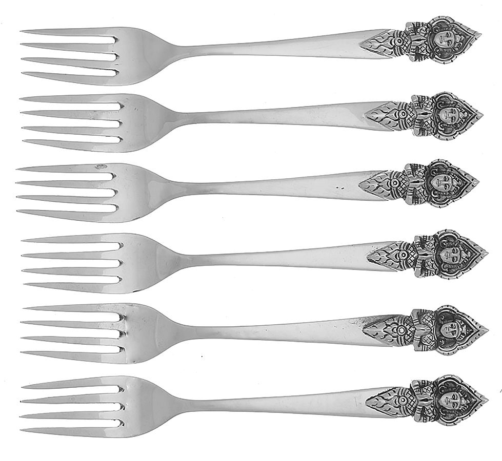 UNF1380 (Sterling) Cocktail/Seafood Fork - Set of 6 by Unknown Mfg Silver-1