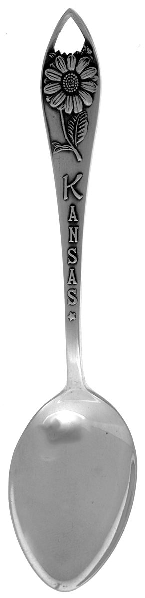 Sterling Souvenir Spoons Kansas Teaspoon by Unknown Mfg Silver-1
