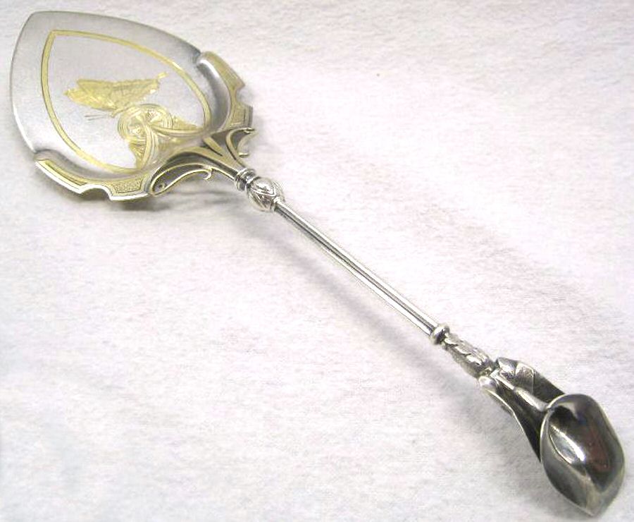 UNF1392 (Sterling) Bright Cut Solid Pastry Server by Unknown Mfg Silver-1