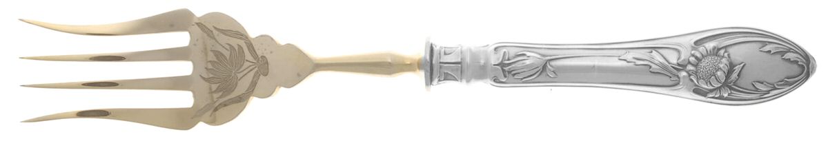 UNF1393 (Sterling) Hollow Handle Fish Serving Fork, Silverplate Tines by Unknown Mfg Silver-1