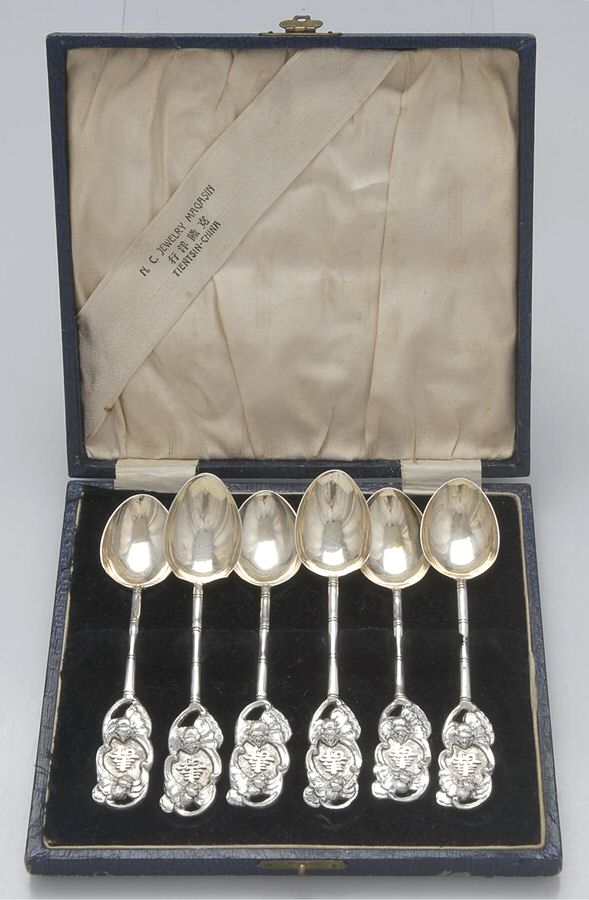 China Sterling Flatware Tea/Five O'Clock Spoon - Set of 6 with Case by Unknown Mfg Silver-1