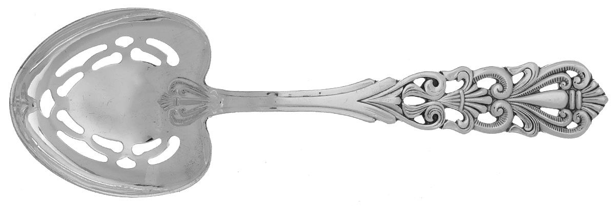 UNF2025 (Silverplate) Pierced Solid Serving Spoon by Unknown Mfg Silver-1