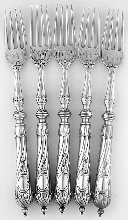 800-144 (Sterling) Hollow Handle Fork - Set of 5 by Unknown Mfg Silver-1