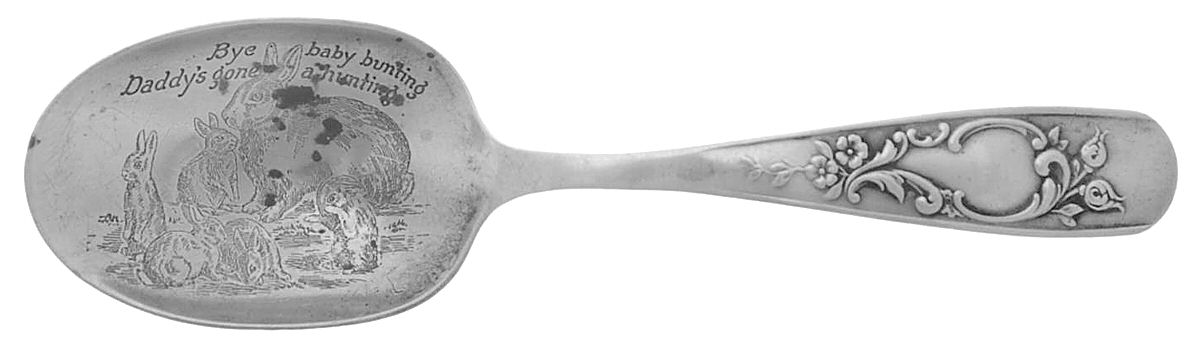 UNF2033 (Sterling) Straight Handle Nursery Rhyme Baby Spoon by Unknown Mfg Silver-1