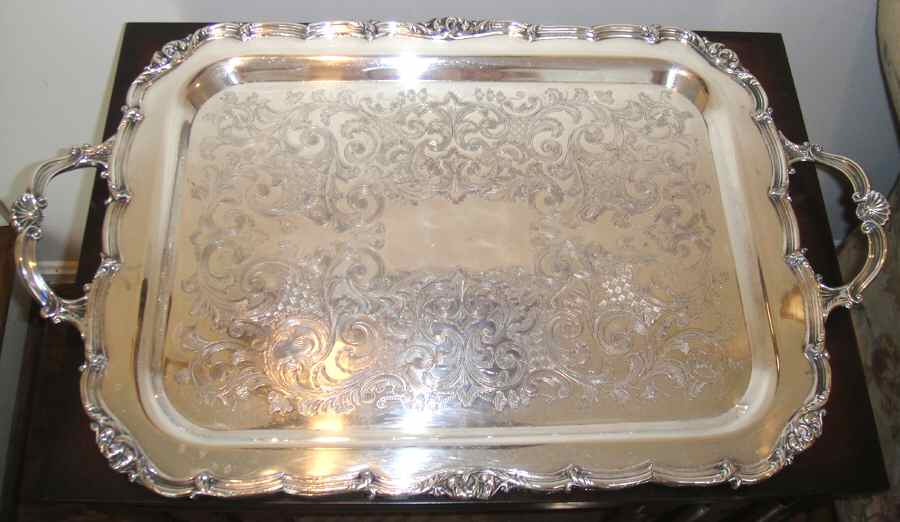 Old English (Silverplate, Hollowware) Large Silverplate Waiter Tray by Unknown Manufacturer-1