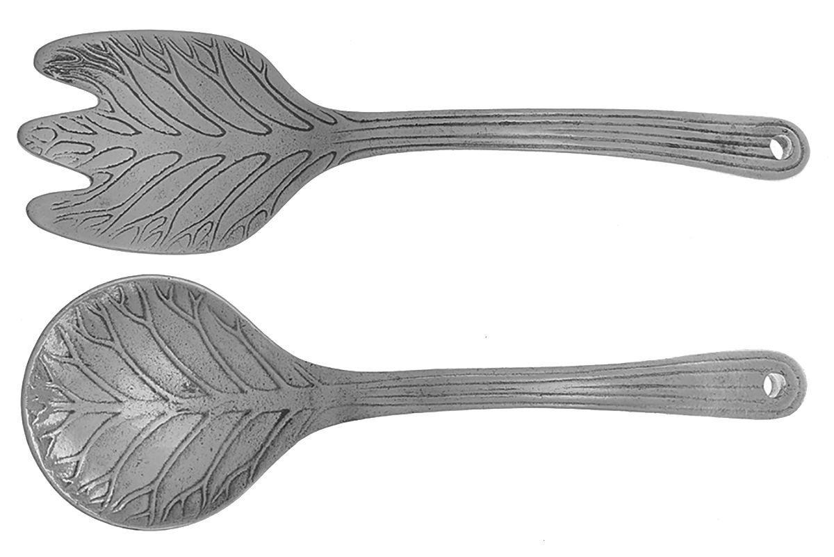 Aluminum Flatware (2 Pc) Solid Salad Set by Unknown Mfg Silver-1