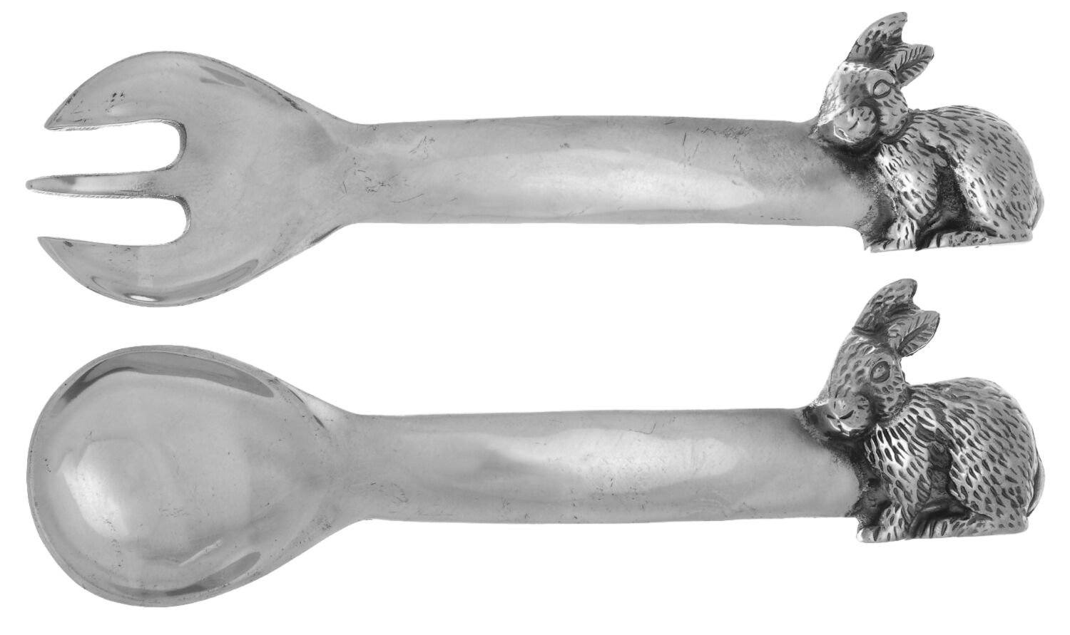 Aluminum Flatware (2 Pc) Solid Salad Set by Unknown Mfg Silver-1