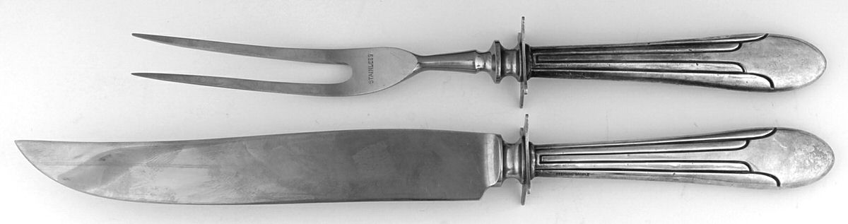 Oregon (Sterling) Small Stainless Blade 2-Piece Steak Carving Set by Unknown Mfg Silver-1