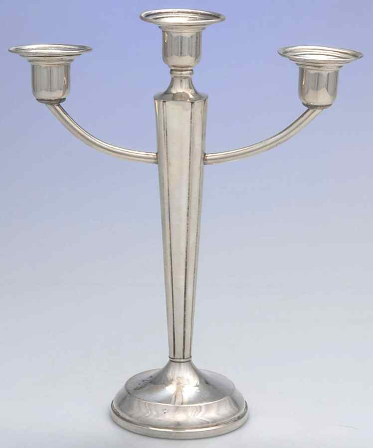 504 (Sterling, Hollowware) Weighted 3 Light Candelabra by Unknown Manufacturer-1