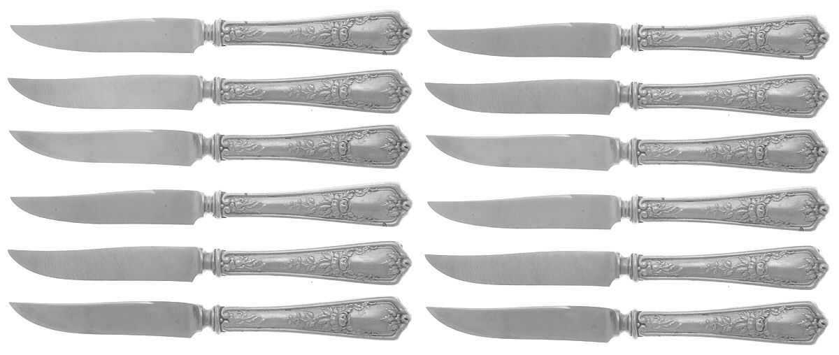 Nickel Silverplate Flatware Individual Fruit Knives w/Stainless Blade - Set of 12 by Unknown Mfg Silver-1