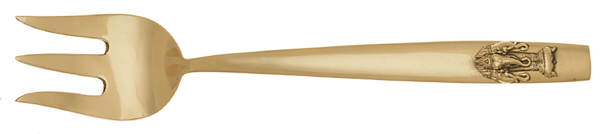 Siam-Bronze-Emblem Solid Serving Fork by Unknown Mfg Silver-1