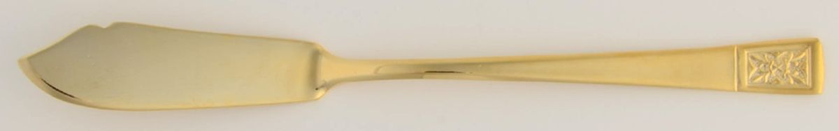 Saxony (Gold Electroplate) Flat Handle Master Butter Knife by Unknown Mfg Silver-1