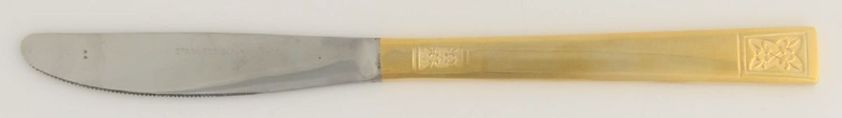 Saxony (Gold Electroplate) Modern Solid Knife by Unknown Mfg Silver-1
