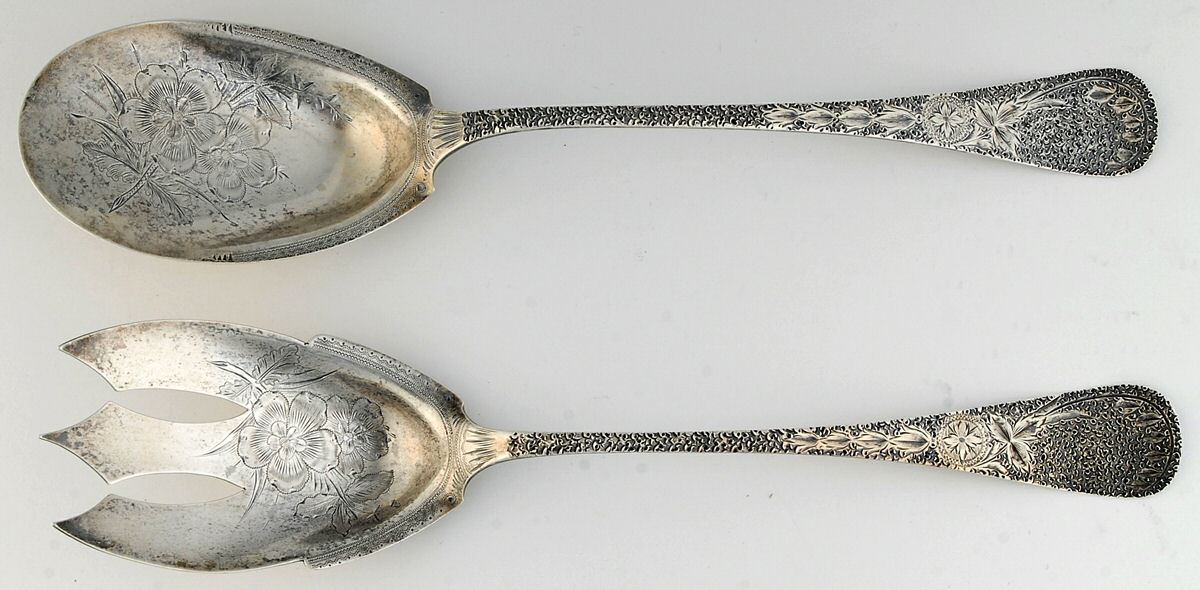 UNF1464 (Sterling) Vegetable Serving Set (Solid, Bright Cut) by Unknown Mfg Silver-1