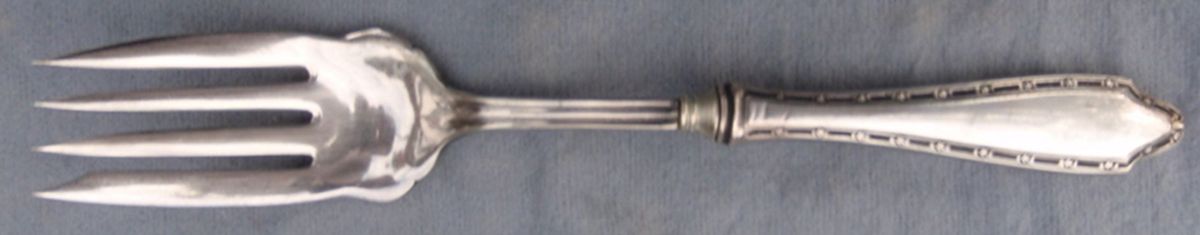 UNF1495 (Sterling) Medium Cold Meat Serving Fork, Plated Tines by Unknown Mfg Silver-1