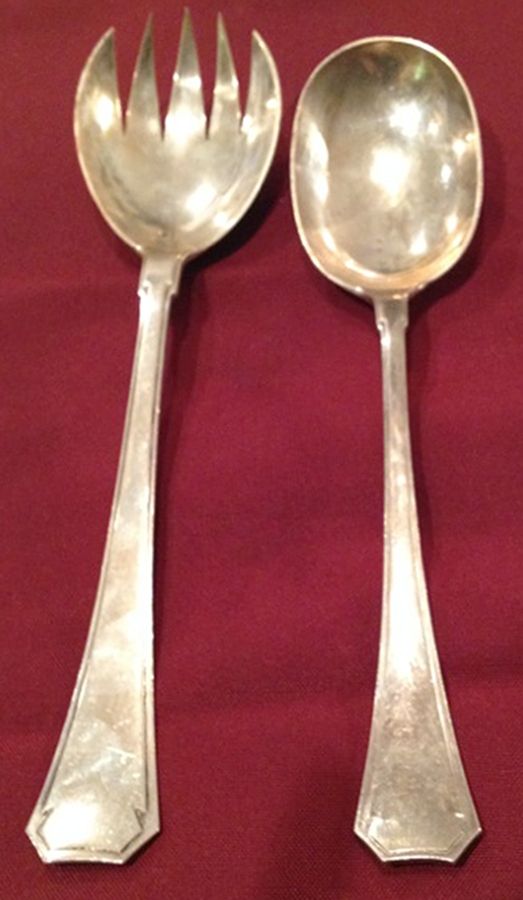 800-165 (Sterling) (2 Pc) Solid Salad Set by Unknown Mfg Silver-1
