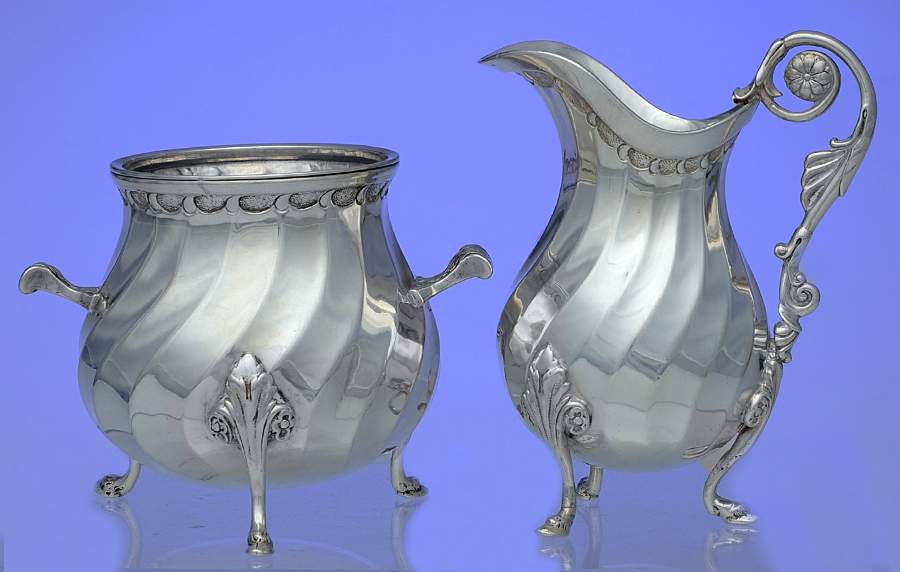 Belgium Sterling Hollowware Creamer & Open Sugar Set by Unknown Manufacturer-1