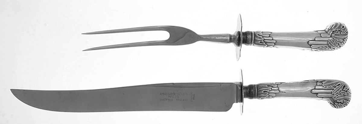 UNF2172 (Sterling) Large 2-Piece Roast Carving Set w/Stainless Blade by Unknown Mfg Silver-1