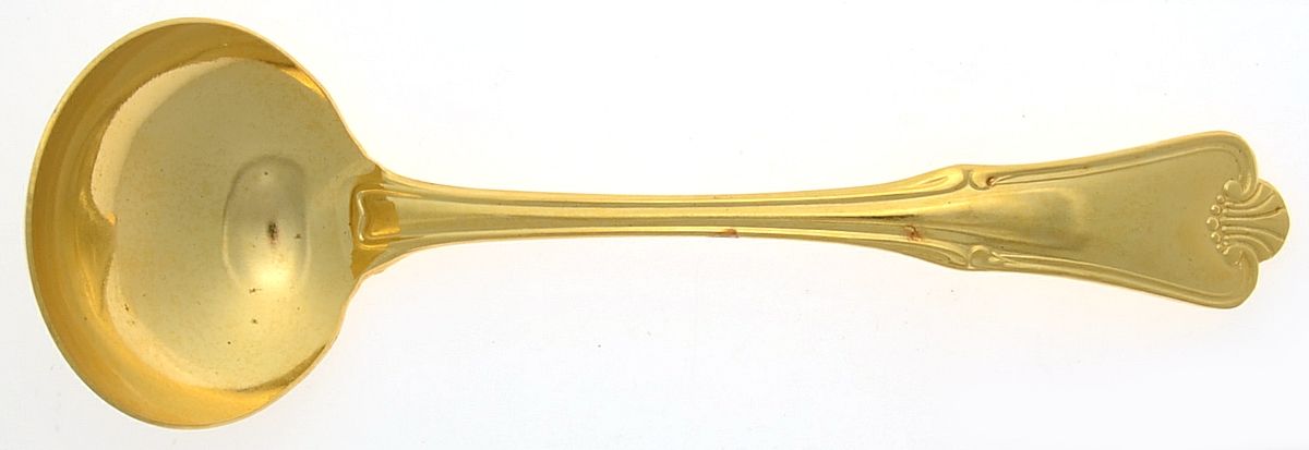 UNF1543 (Gold Electroplate) Solid Gravy Ladle by Unknown Mfg Silver-1