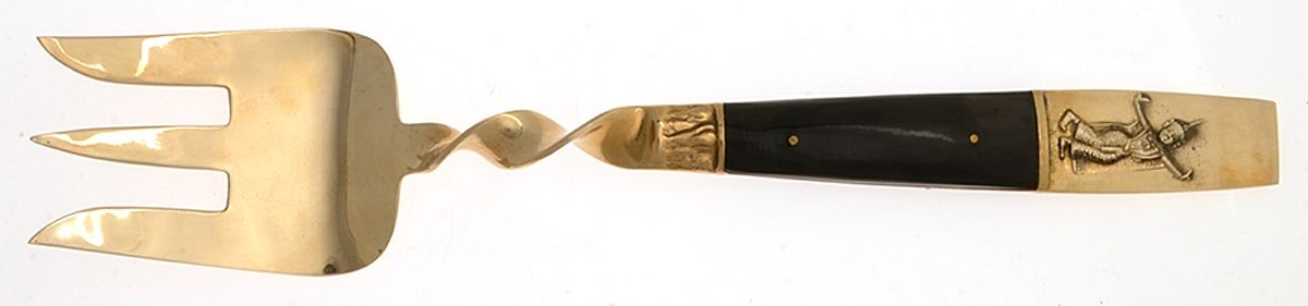 Siam (Brass) Solid Serving Fork by Unknown Mfg Silver-1