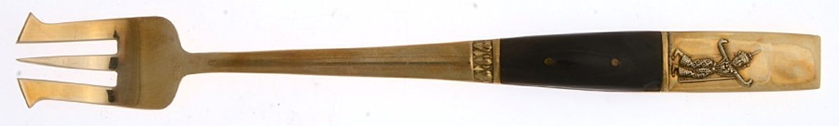 Siam (Brass) Long Handle Pickle/Olive Fork by Unknown Mfg Silver-1