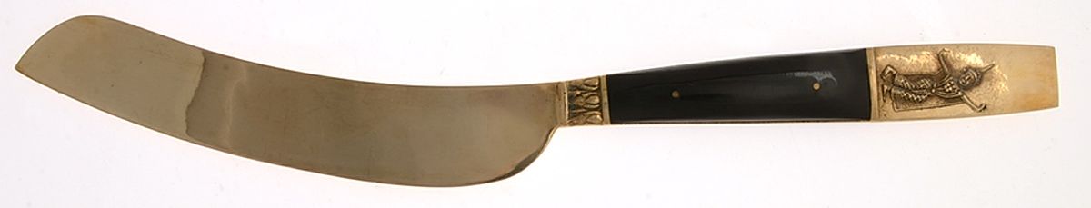 Siam (Brass) Large Solid Piece Cake Knife by Unknown Mfg Silver-1