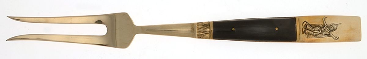 Siam (Brass) Large Stainless-Prong Roast Carving Fork by Unknown Mfg Silver-1