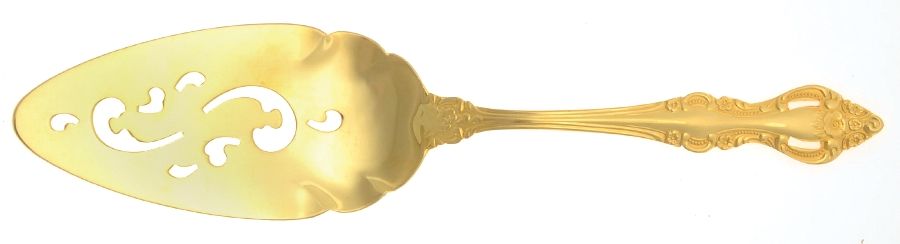Romantic Rose (Gold Electroplate) Solid Pierced Pie Server by Unknown Mfg Silver-1