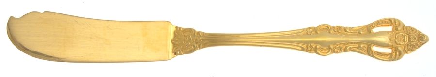Romantic Rose (Gold Electroplate) Flat Handle Master Butter Knife by Unknown Mfg Silver-1
