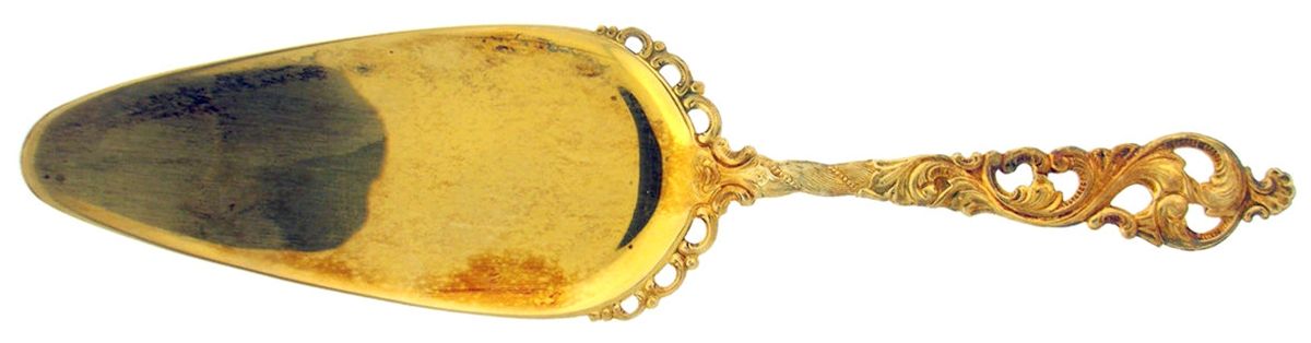 UNF2203 (Sterling-Gold Vermeil) Solid Pie Server by Unknown Mfg Silver-1
