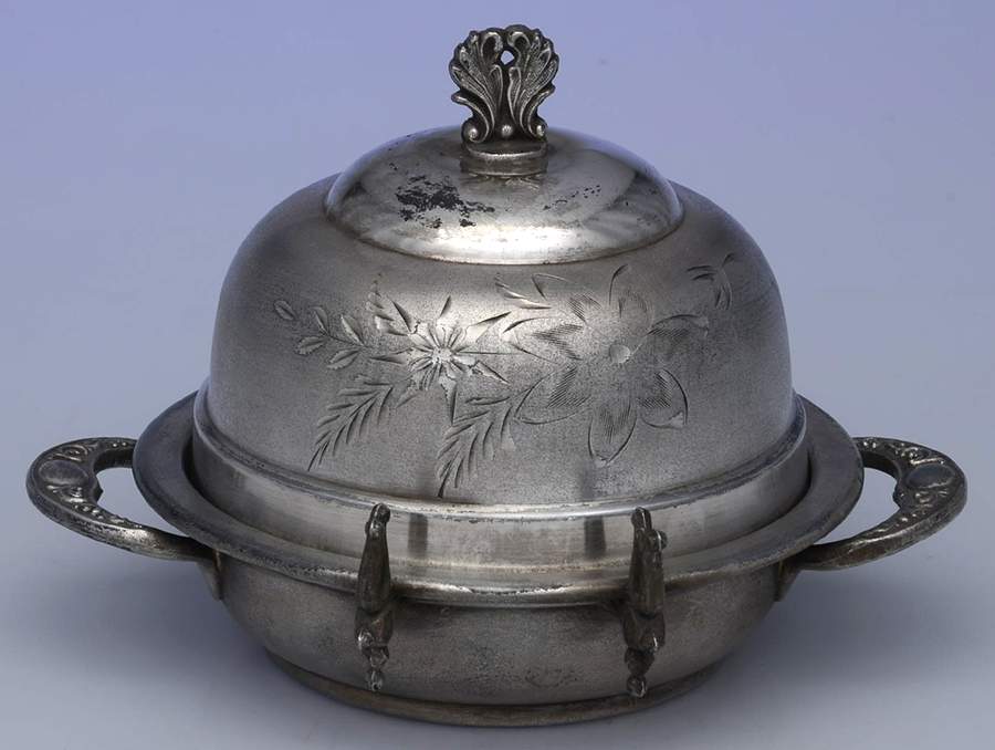 Buckingham (Silverplate, Hollowware) Round Covered Butter Dish & Strainer by Unknown Manufacturer-1