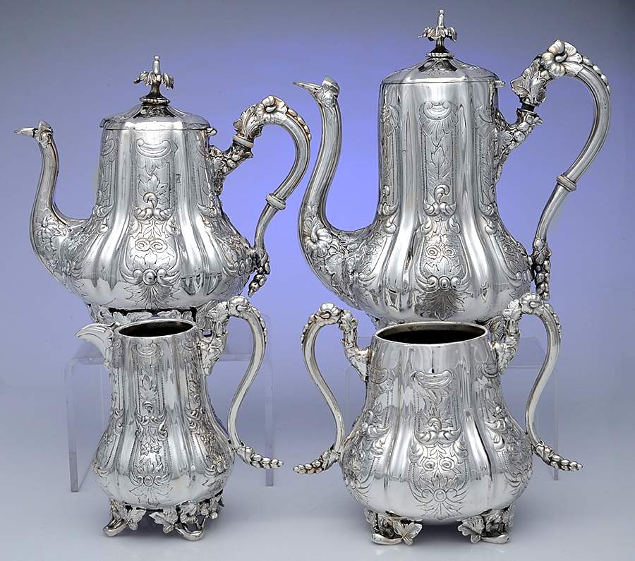 UNH22 (Silverplate, Hollowware) 4 Piece Tea Set (CP, TP, CR, SUO) by Unknown Manufacturer-1