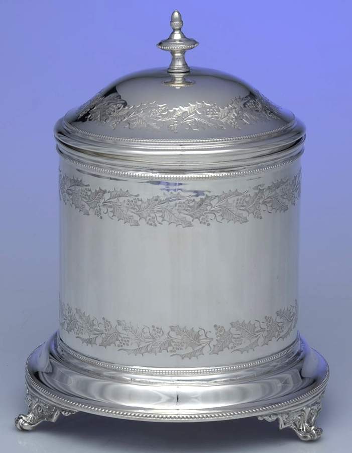 1787 (Silverplate, Hollowware) Biscuit Box with Lid by Unknown Manufacturer-1
