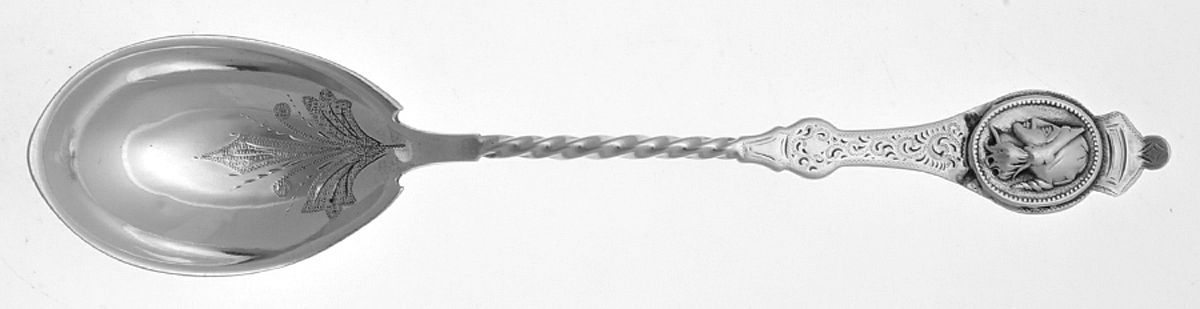 UNF2339 (Coin) Bright Cut Bowl Sugar Spoon by Unknown Mfg Silver-1