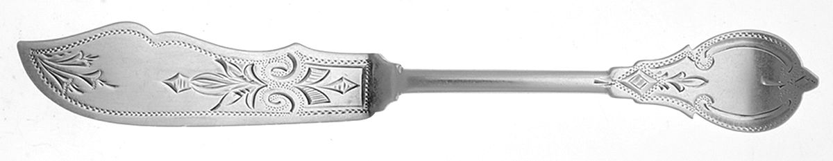 UNF2340 (Coin Silver) Flat Handle Bright Cut Master Butter by Unknown Mfg Silver-1