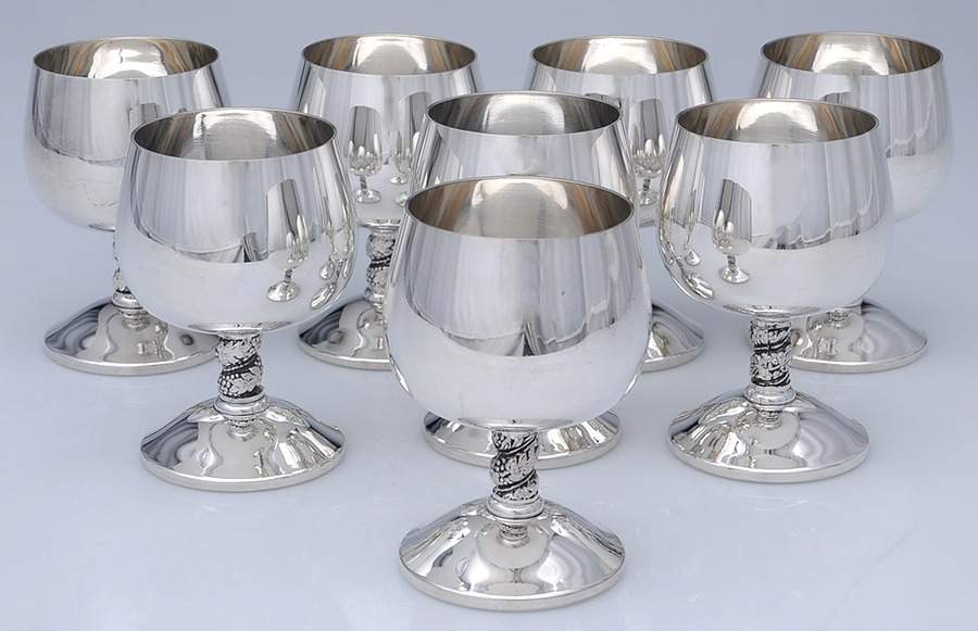UNH26 (Silverplate, Hollowware) Brandy Glass (Set of 8) by Unknown Manufacturer-1