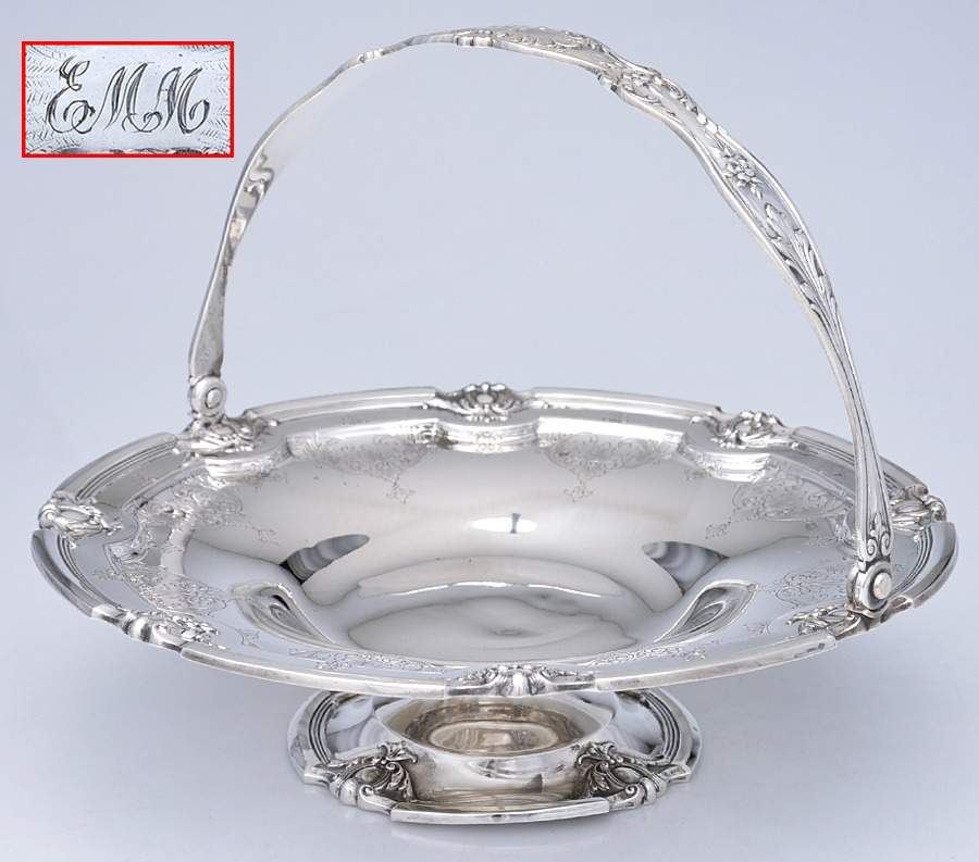3725-65 (Sterling, Hollowware) 11" Handled Basket by Unknown Manufacturer-1