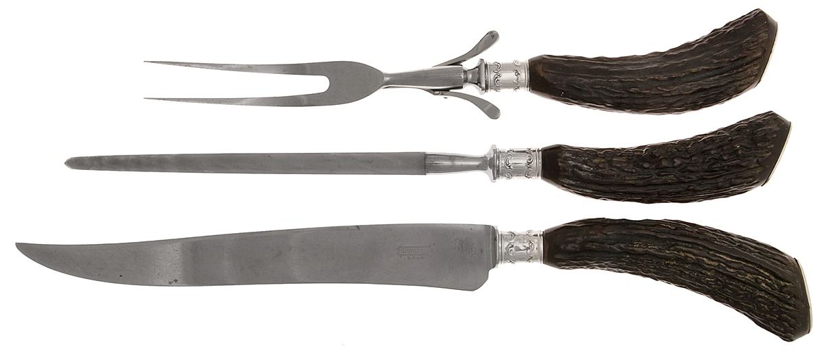 UNV2 (Sterling) Large 3-Piece Roast Carving Set w/ Stainless Blade by Universal-1
